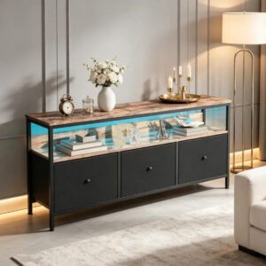 Mueble para TV de 108 cm con 3 Cajones y Compartimentos Abiertos