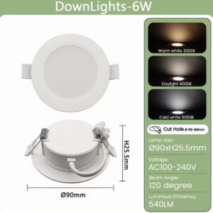 1-10 unids/lote Downlight Led empotrable Panel de luz LED redondo 120V 220V 3000K-6000K 10W 20W 24W punto para iluminación interior de vestíbulo