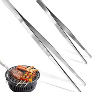 Pinzas de Cocina de Acero Inoxidable de 8"/12" Multifuncionales para Hornear y Cocinar, con Puntas Serradas de Precisión, Antideslizantes, Herramienta para Barbacoa