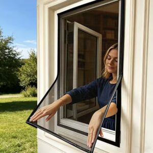 Mosquitera para Ventana Abatible Hacia Adentro, Malla Antimosquitos Invisible, Tamaño Personalizado, Fibra de Vidrio Negra Contra Mosquitos y Moscas
