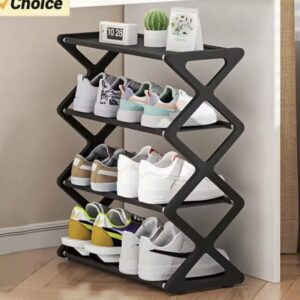 Zapatero de 4 Niveles en Forma de X, Multifuncional, a Prueba de Polvo, para Dormitorios, Entradas, Pasillos y Habitaciones