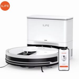 Robot Aspirador y Fregador ILIFE A12 Pro, Navegación LIDAR, Recolección Automática de Polvo, Succión de 3000Pa, Control por App/Remoto