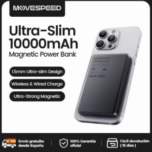MOVESPEED S10 Power Bank magnético de 10.000 mAh con carga rápida e inalámbrica