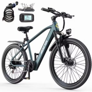 Bicicleta eléctrica de montaña de 26 pulgadas para adultos, motor sin escobillas de 250W, batería de 36V 10Ah 468Wh, hasta 40 millas de autonomía, bicicleta eléctrica de 25 km/h y 7 velocidades