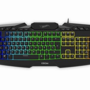 KROM Kit teclado, ratón y alfombrilla edición Hot Wheels KUSTOM- Teclado membrana RGB, Ratón 7200 DPI, alfombrilla tela, negro
